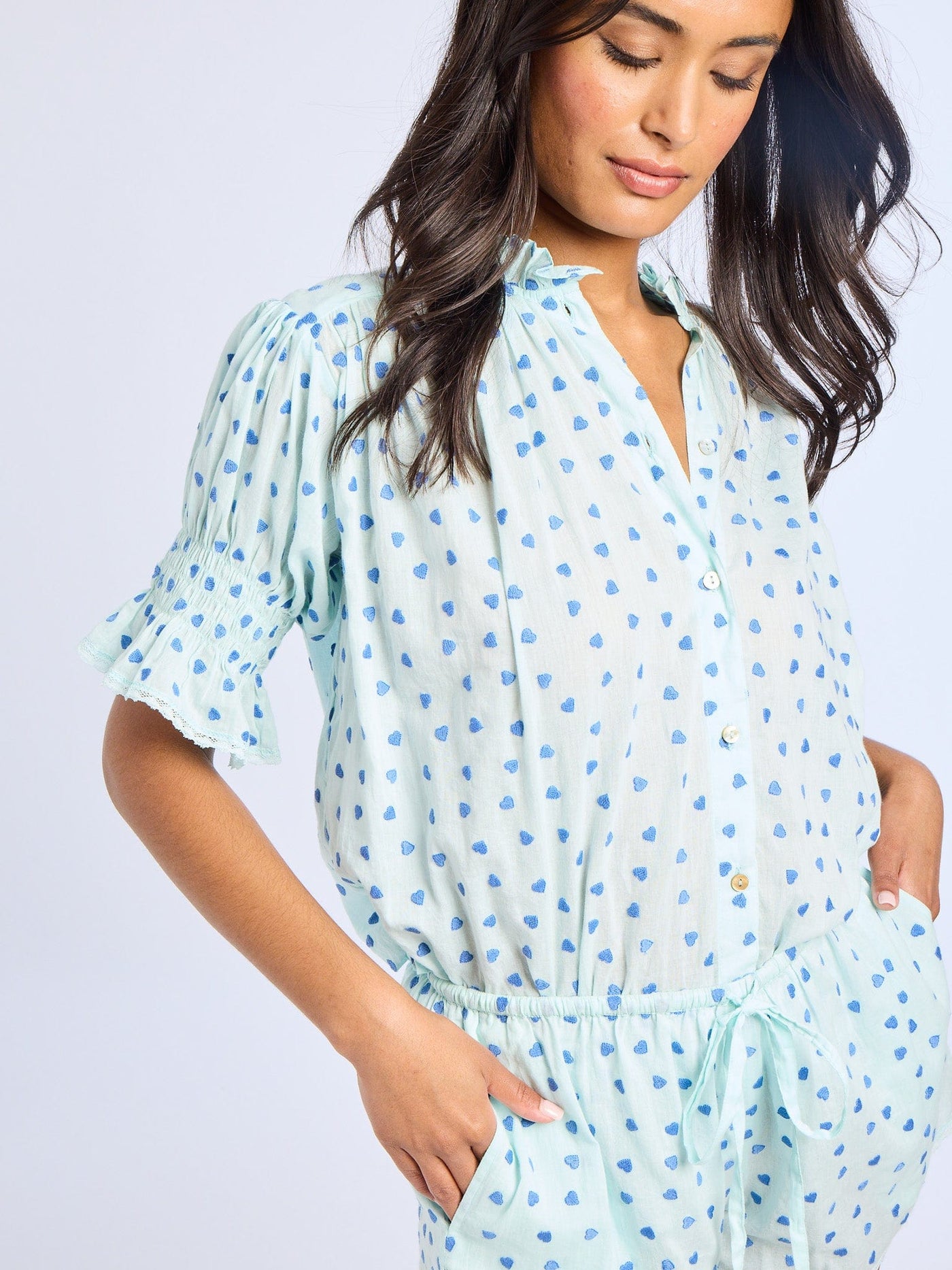 MILLE Clothing Marnie Top in Blue Hearts