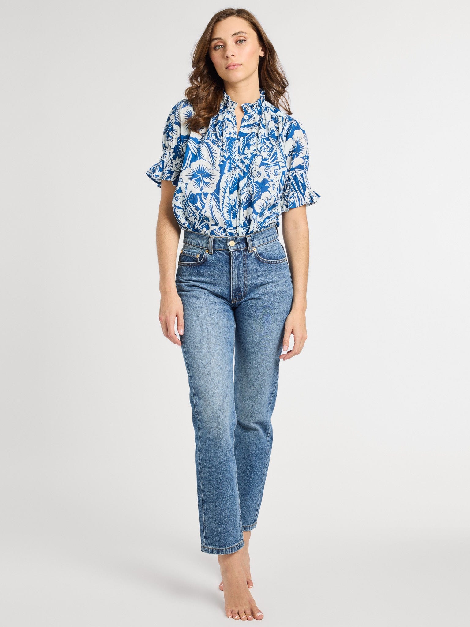 MILLE Clothing Marnie Top in Blue Hibiscus