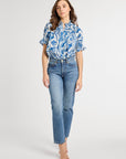 MILLE Clothing Marnie Top in Blue Hibiscus