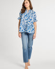 MILLE Clothing Marnie Top in Blue Hibiscus