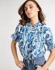 MILLE Clothing Marnie Top in Blue Hibiscus