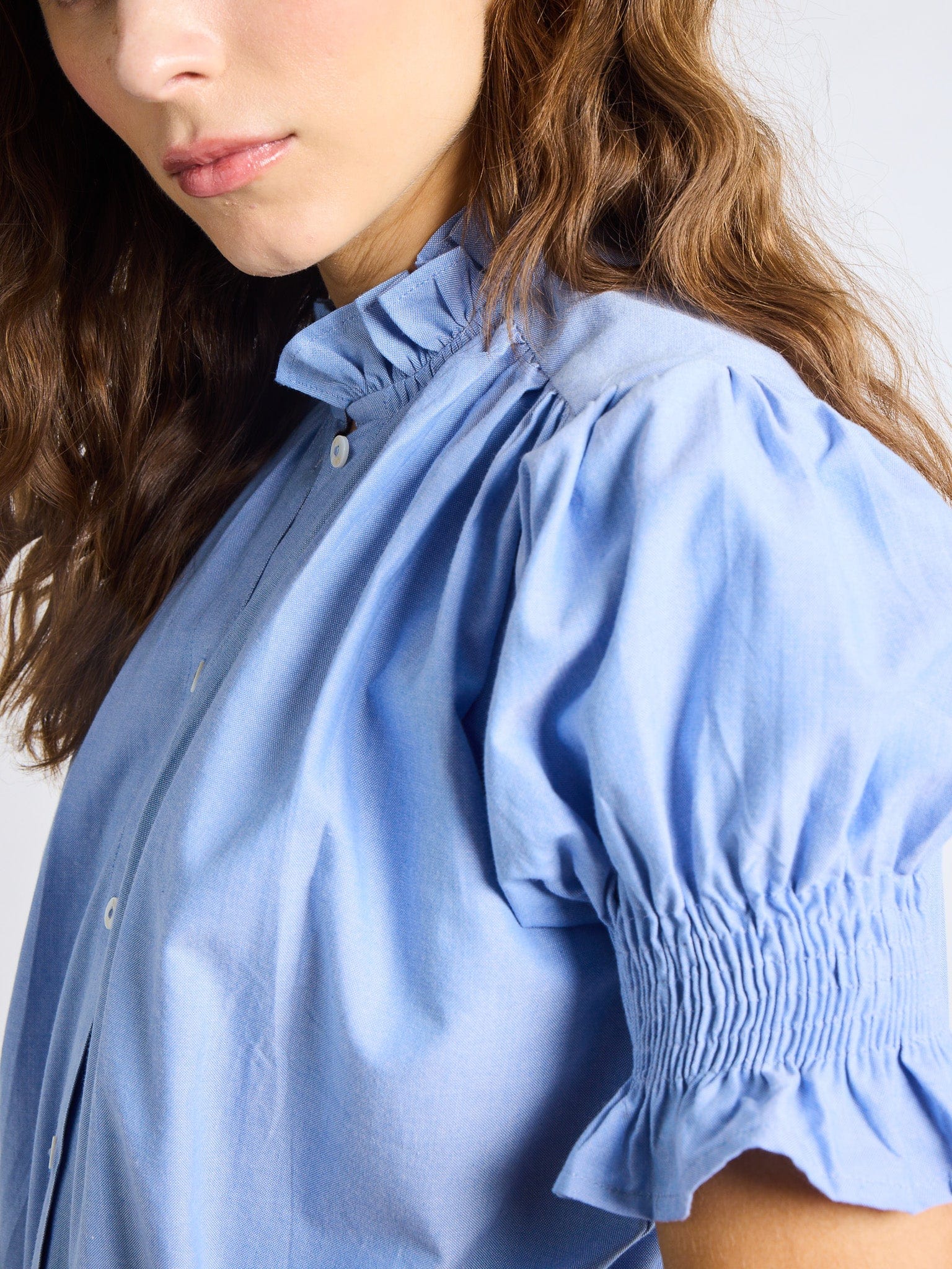 MILLE Clothing Marnie Top in Blue Oxford