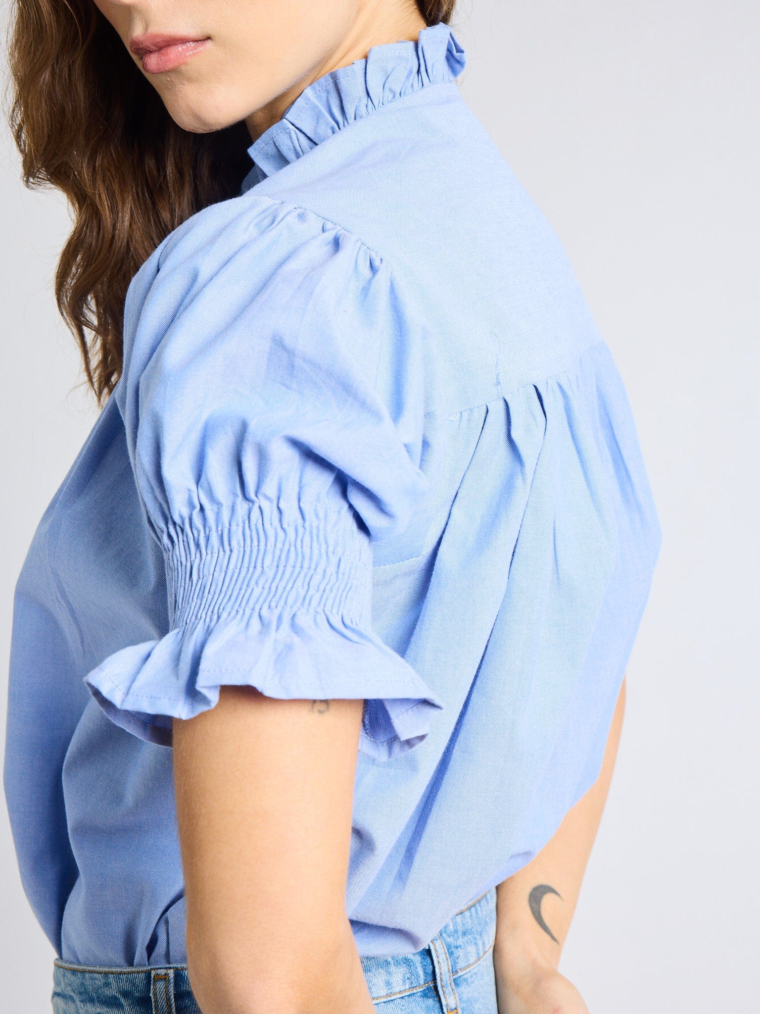 MILLE Clothing Marnie Top in Blue Oxford