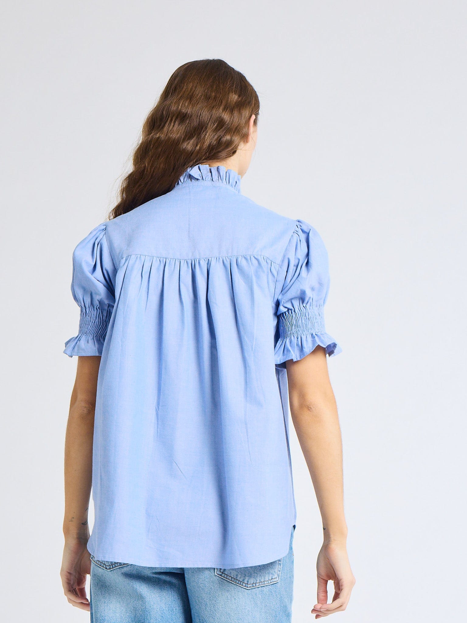MILLE Clothing Marnie Top in Blue Oxford