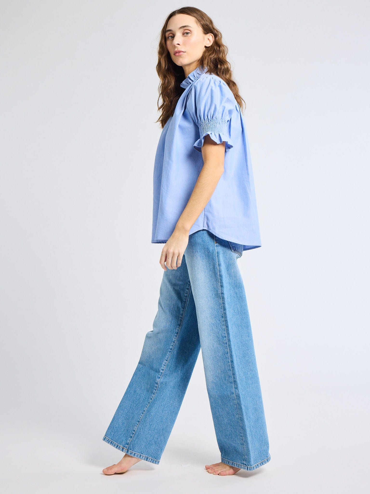 MILLE Clothing Marnie Top in Blue Oxford