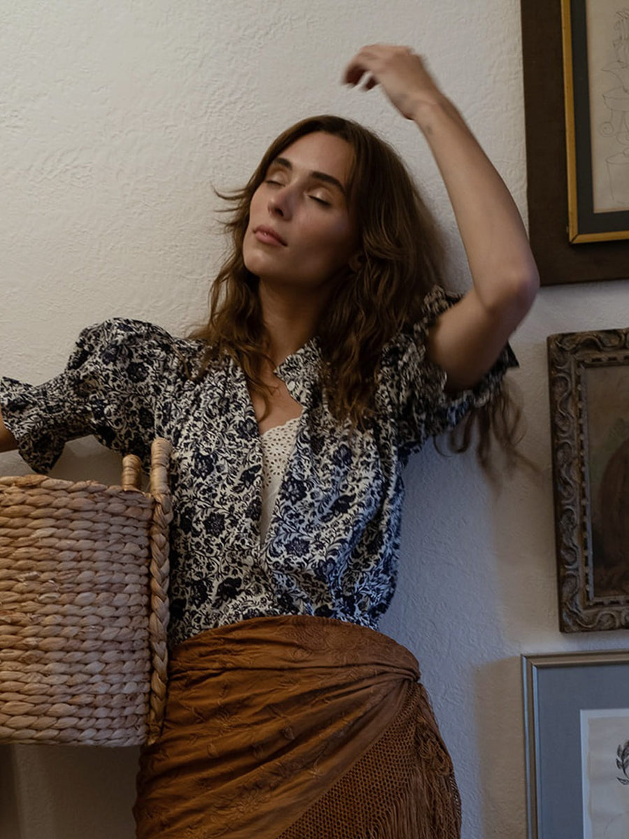 Marnie Top in Indigo Floral