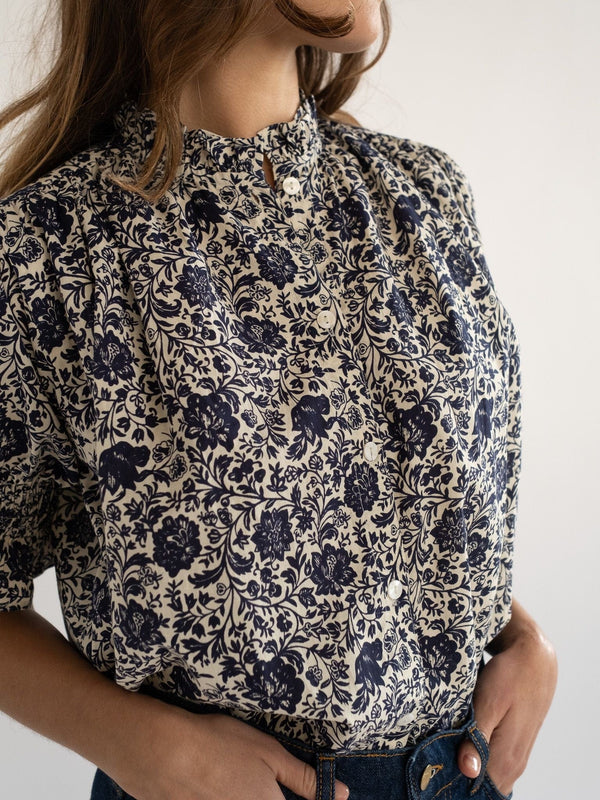 Marnie Top in Indigo Floral — view 2