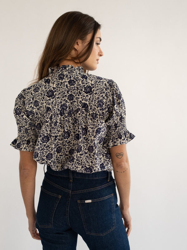 Marnie Top in Indigo Floral — view 8
