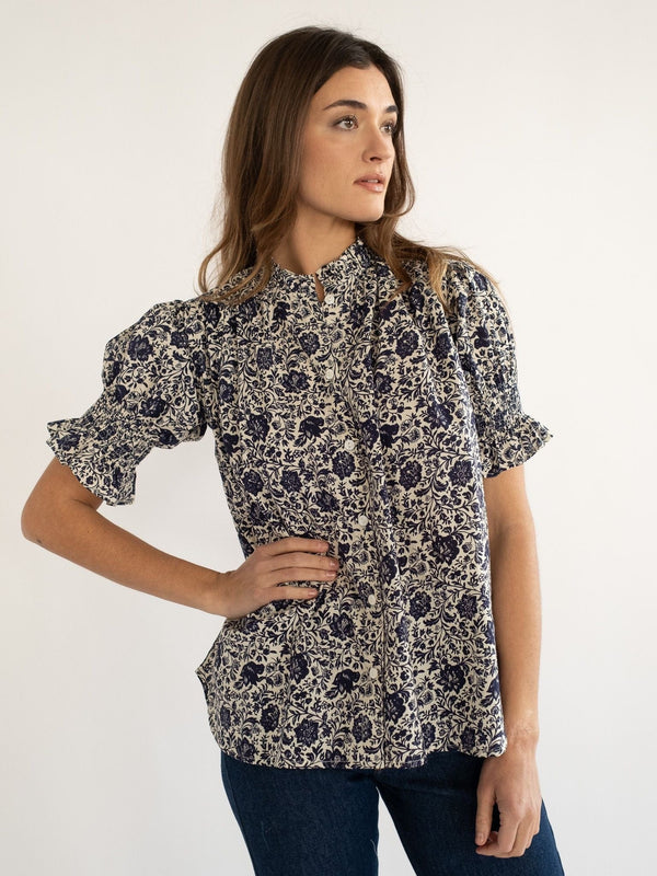 Marnie Top in Indigo Floral — view 6