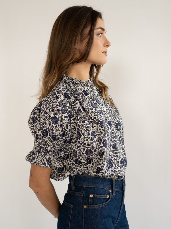 Marnie Top in Indigo Floral — view 4