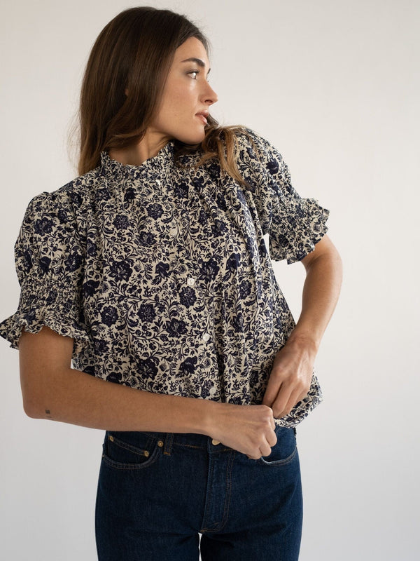 Marnie Top in Indigo Floral — view 5