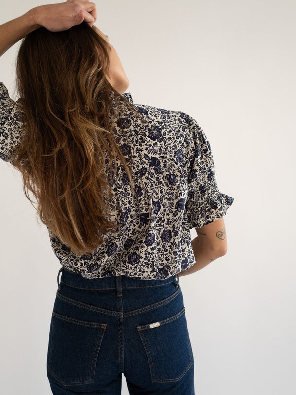Marnie Top in Indigo Floral — view 3