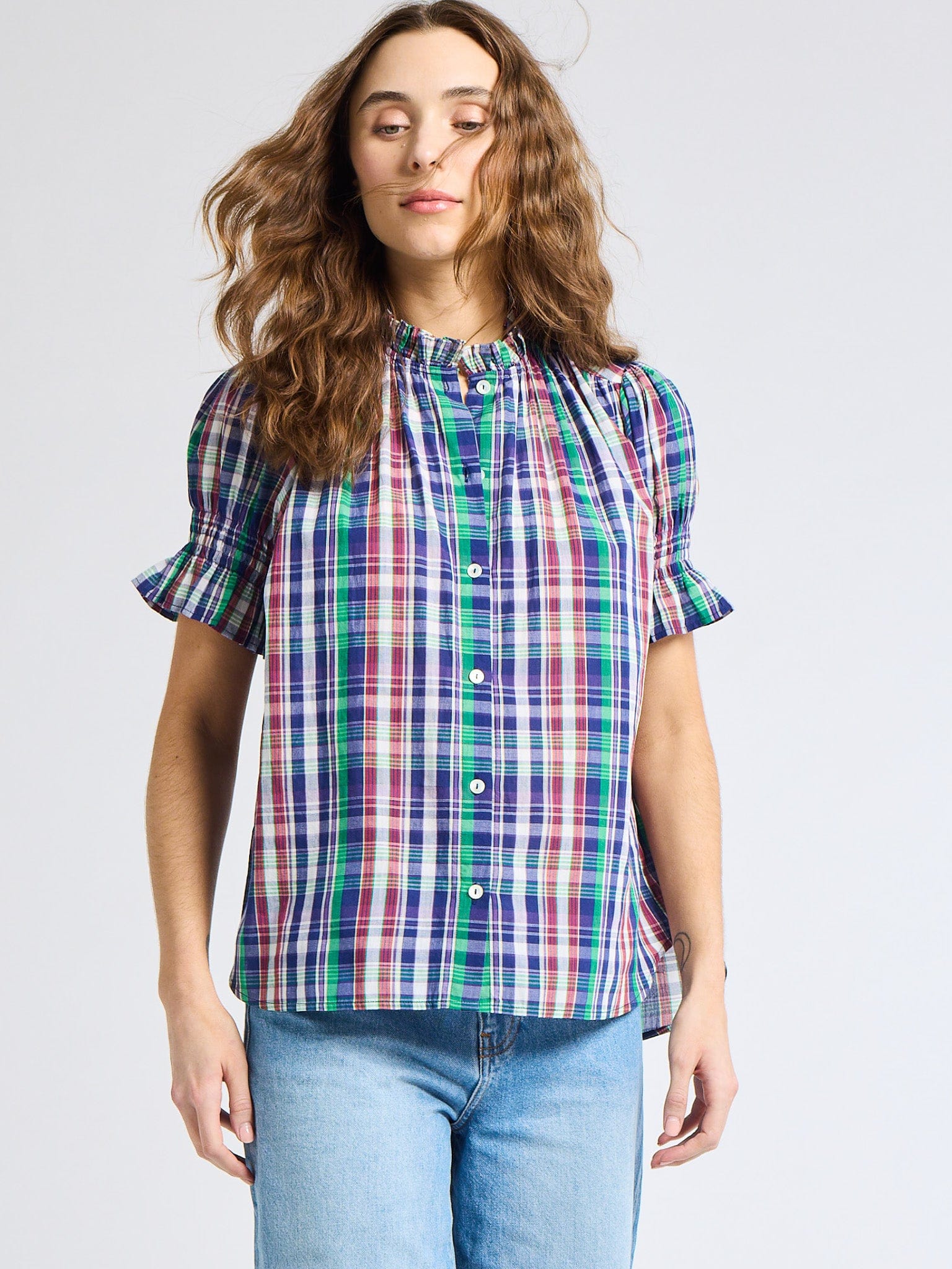 MILLE Clothing Marnie Top in Ivy Plaid