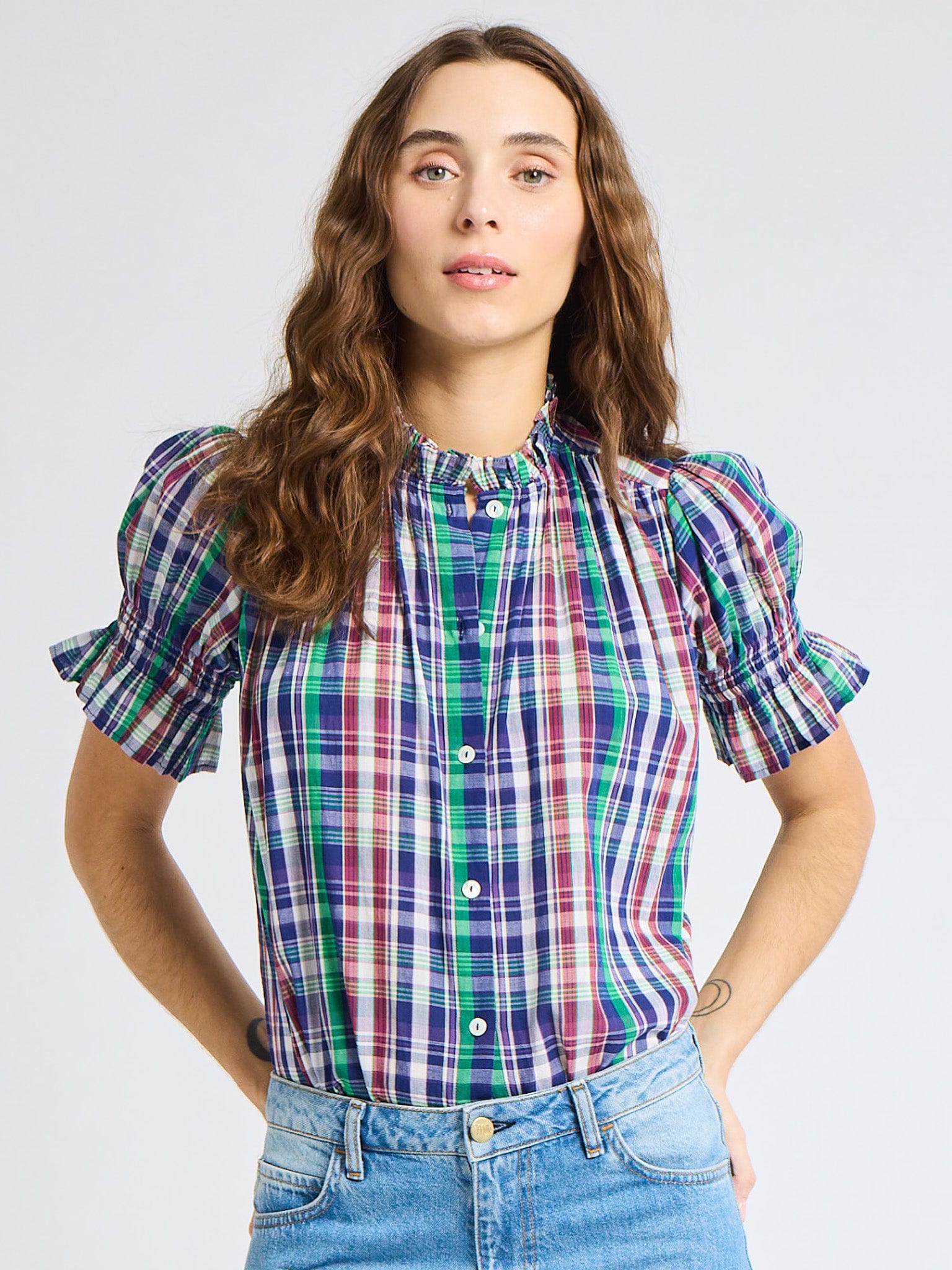 MILLE Clothing Marnie Top in Ivy Plaid