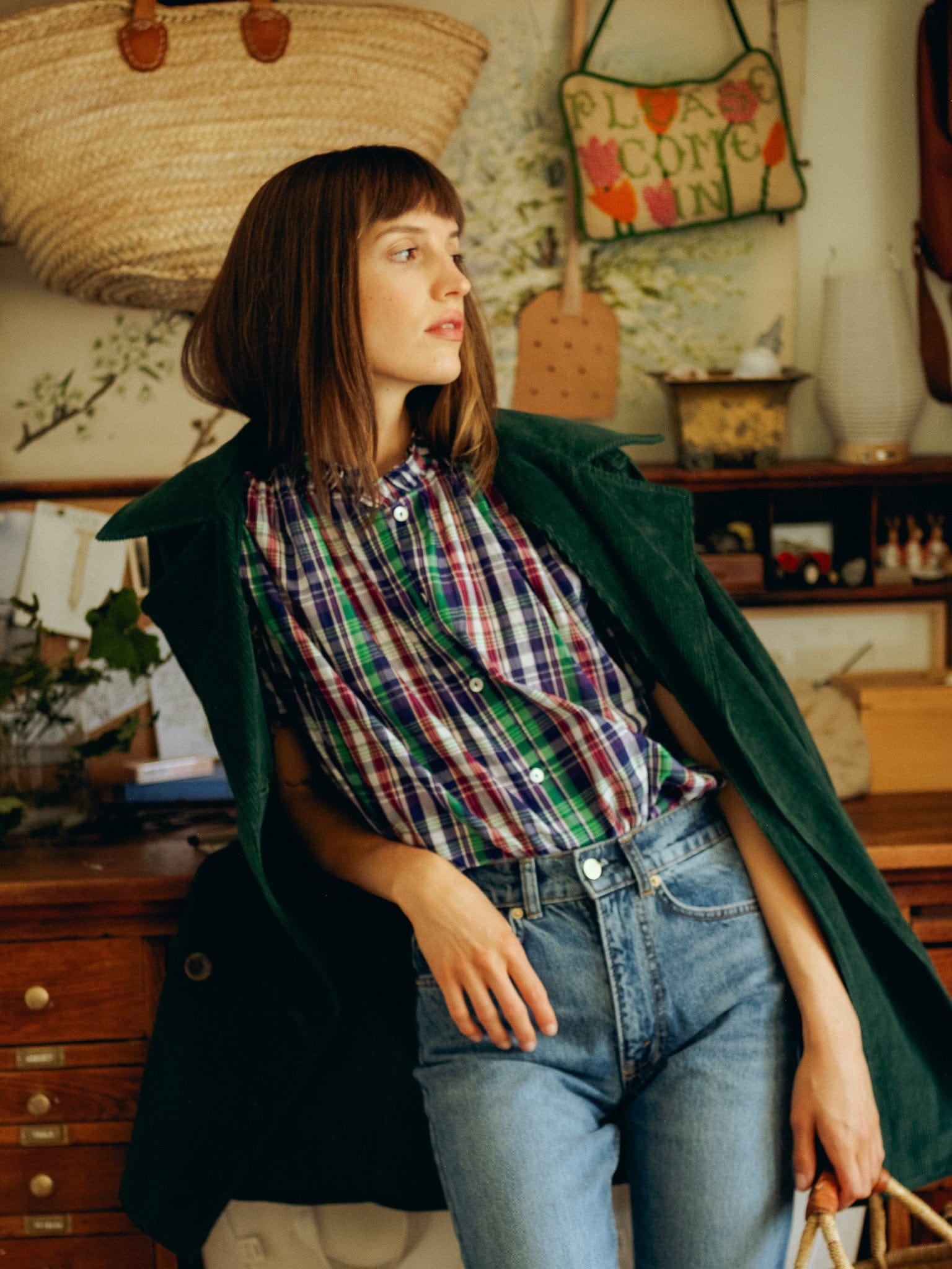MILLE Clothing Marnie Top in Ivy Plaid