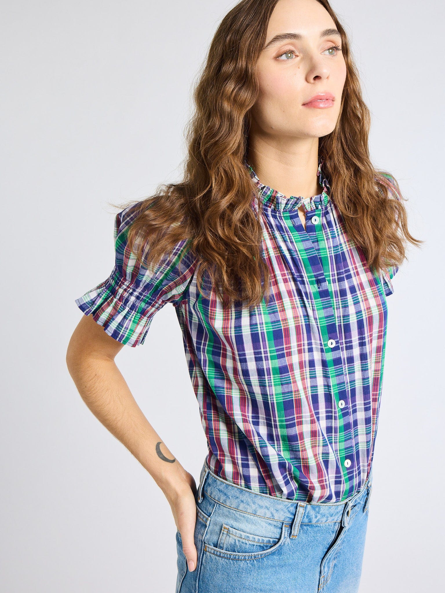 MILLE Clothing Marnie Top in Ivy Plaid