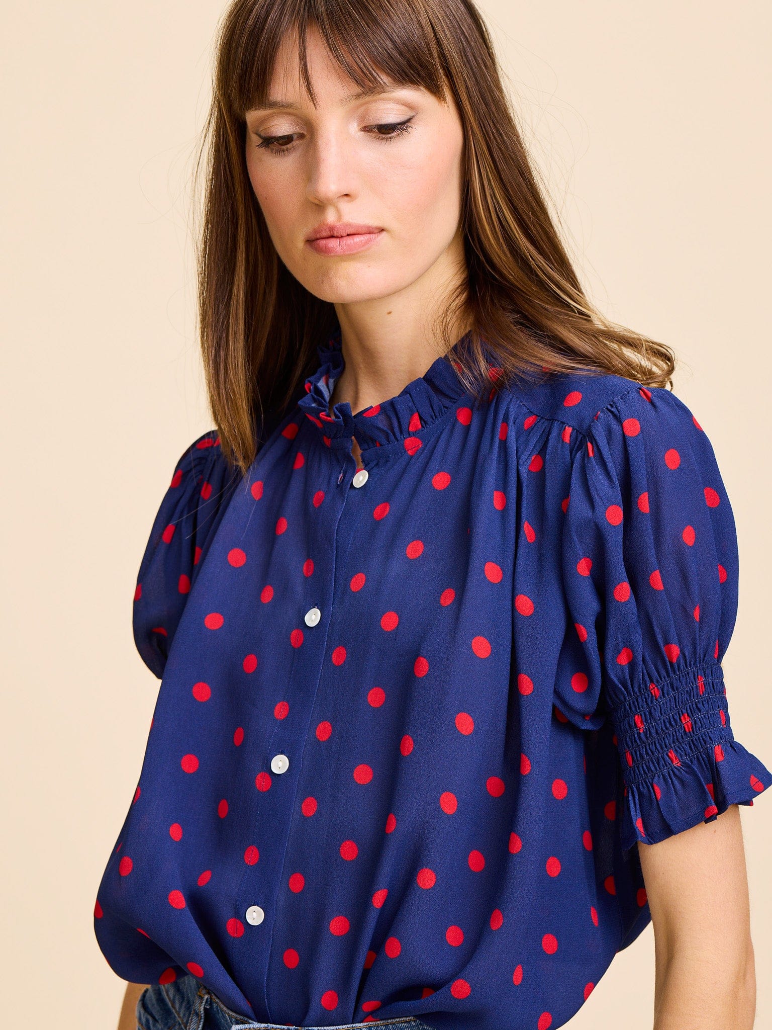 MILLE Clothing Marnie Top in Navy Dot