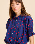 MILLE Clothing Marnie Top in Navy Dot