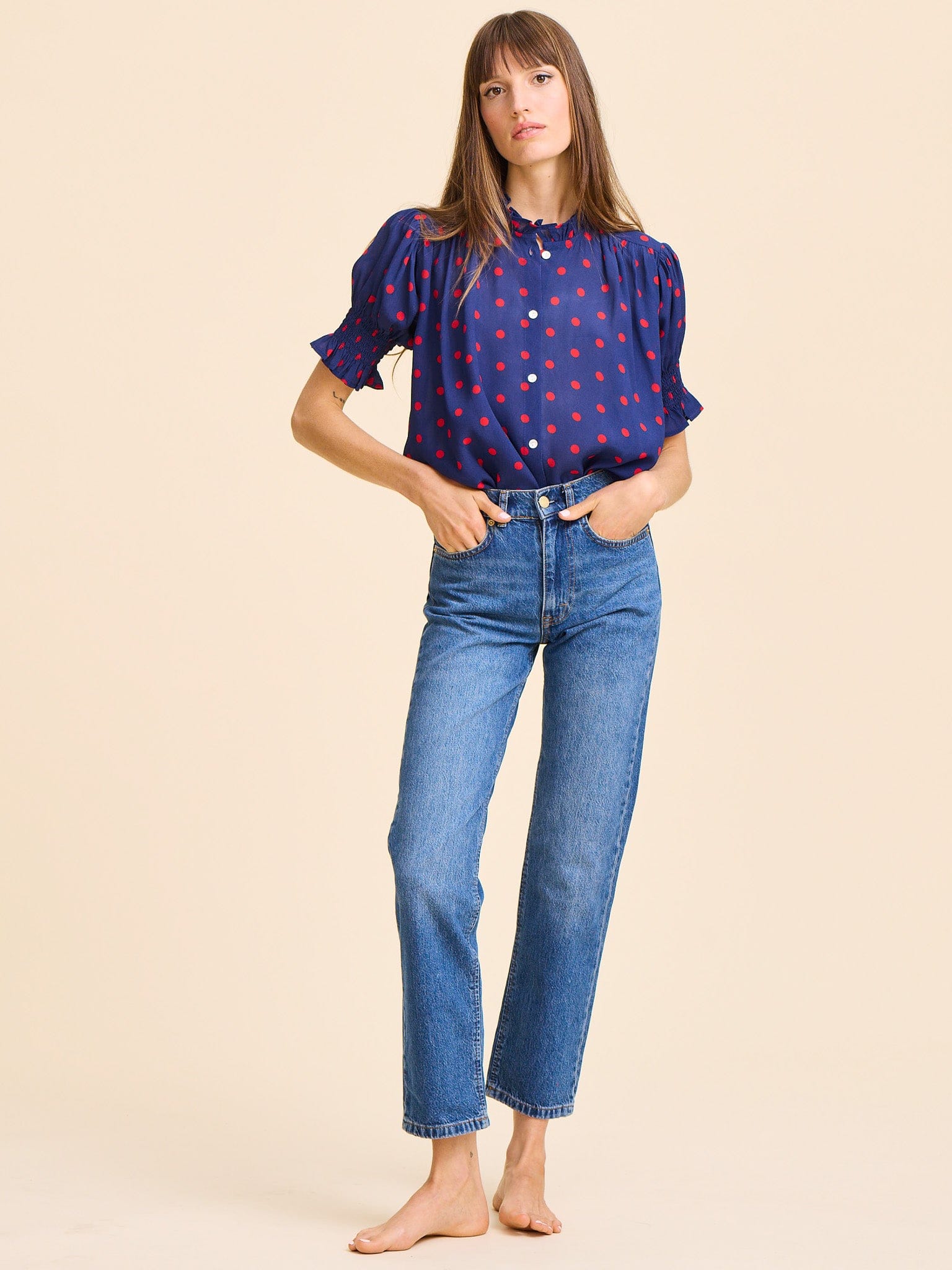 MILLE Clothing Marnie Top in Navy Dot