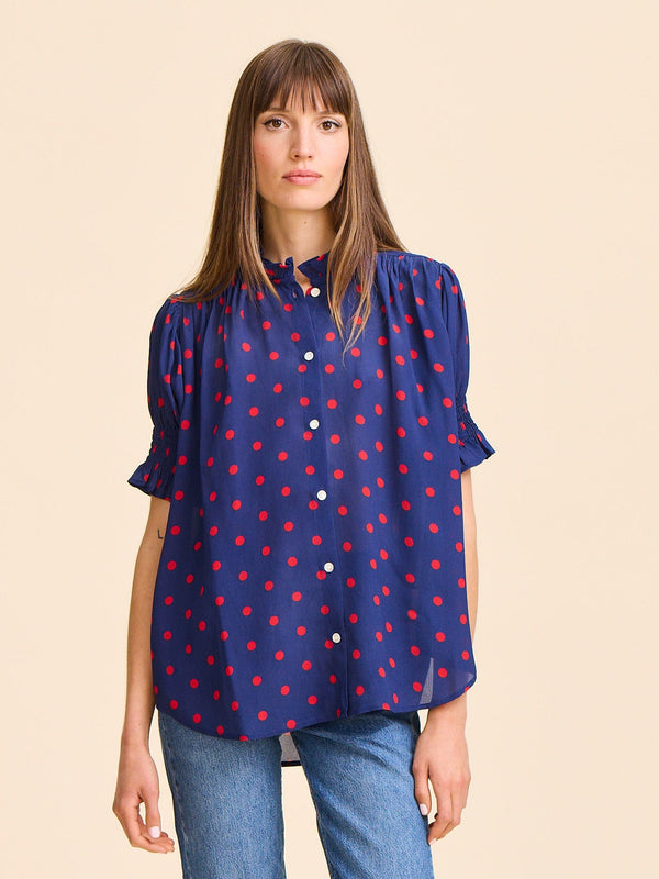 Marnie Top in Navy Dot — view 4