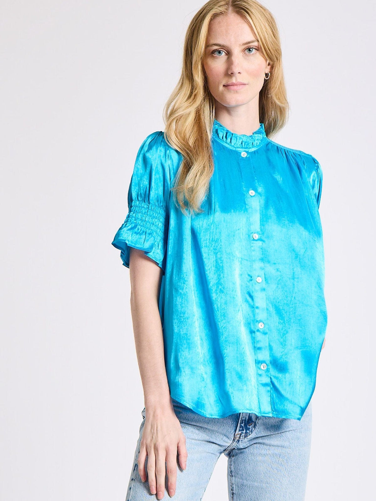 Marnie Top in Ocean — The cut