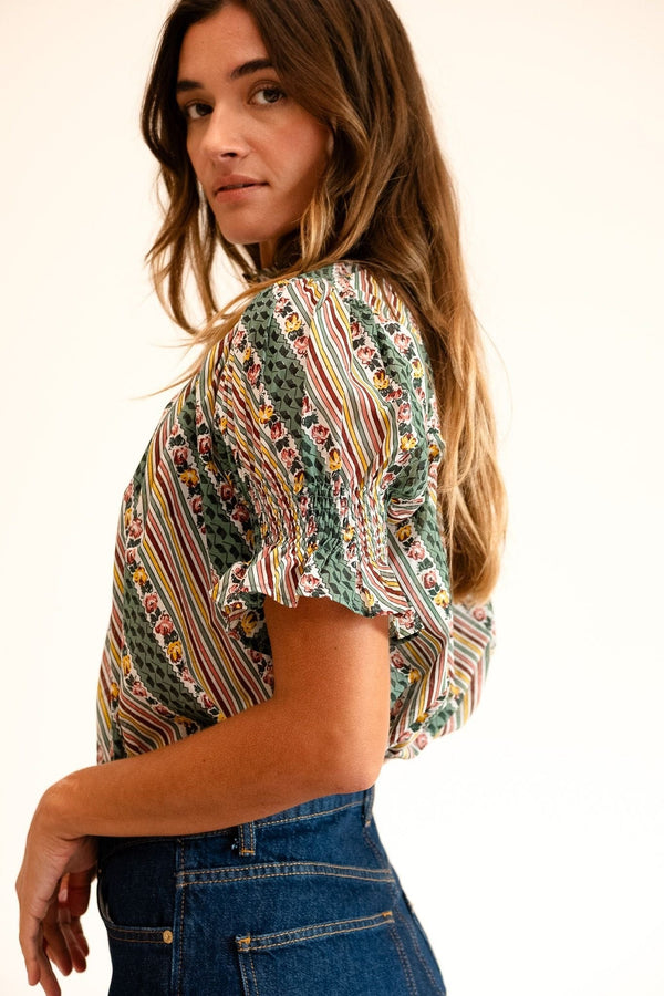 Marnie Top in Rose Stripe — view 6