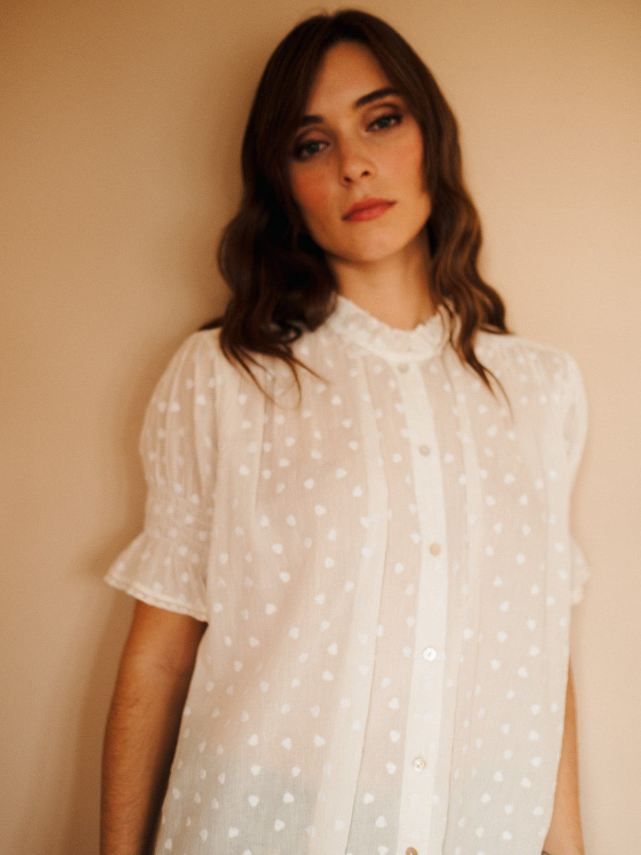 Marnie Top in White Hearts — alternate view