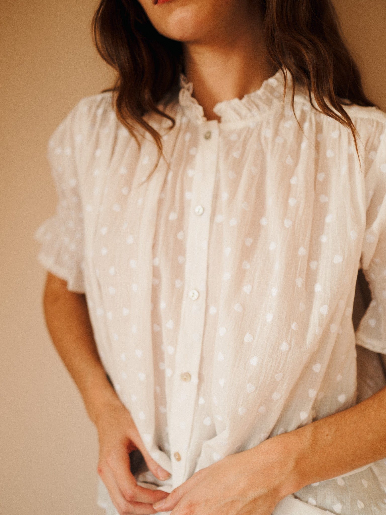 MILLE Clothing Marnie Top in White Hearts