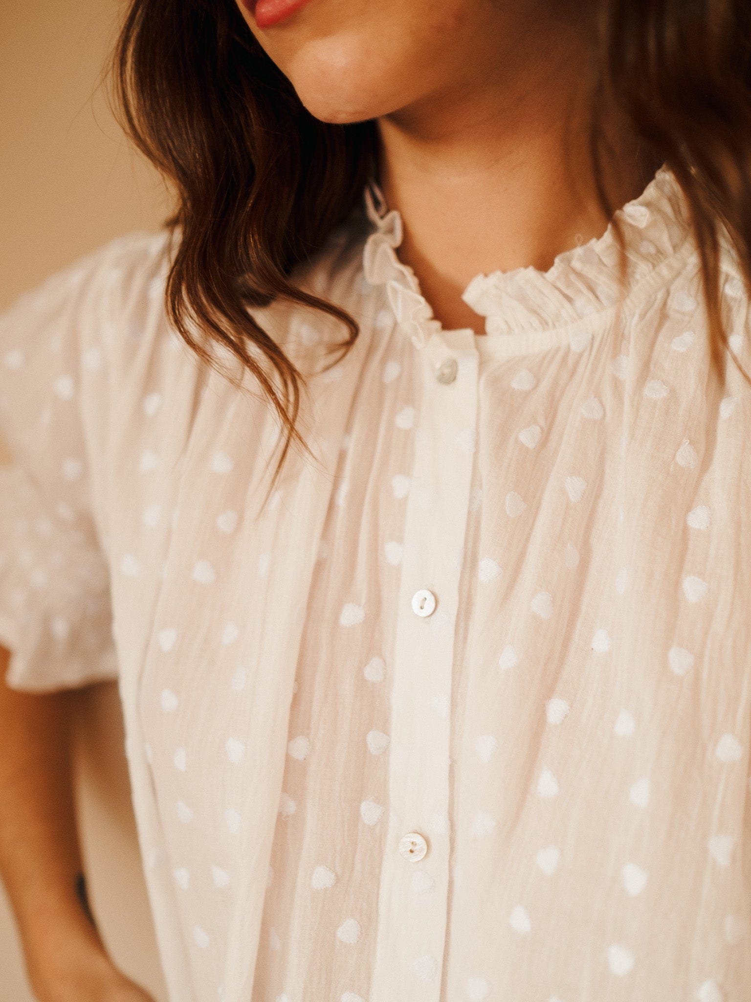 MILLE Clothing Marnie Top in White Hearts