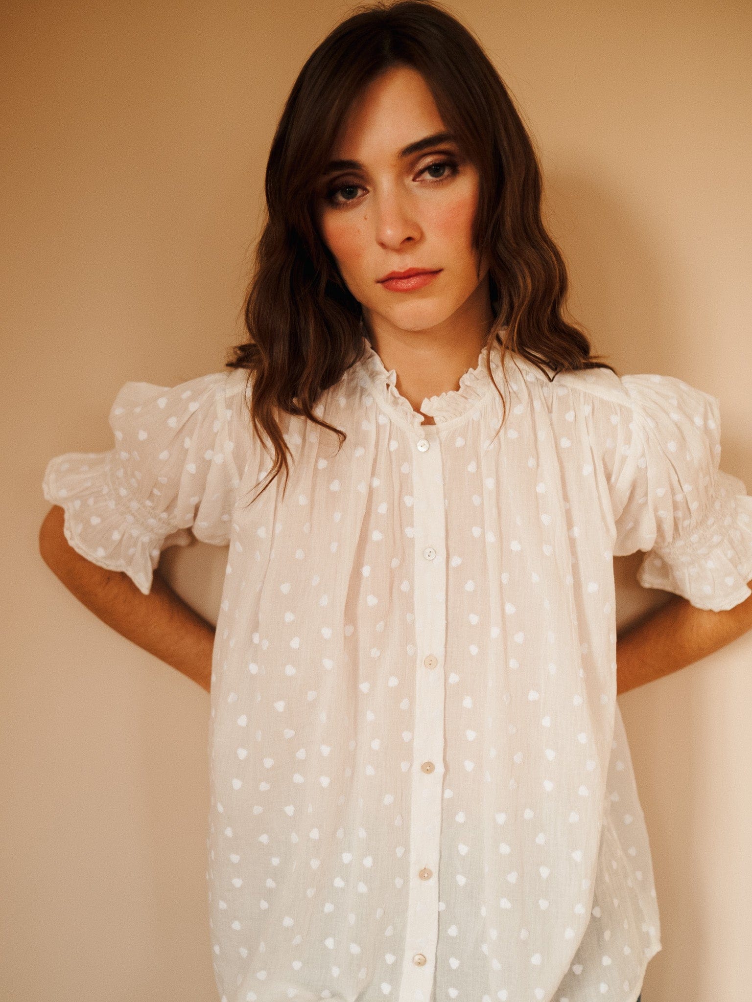 MILLE Clothing Marnie Top in White Hearts