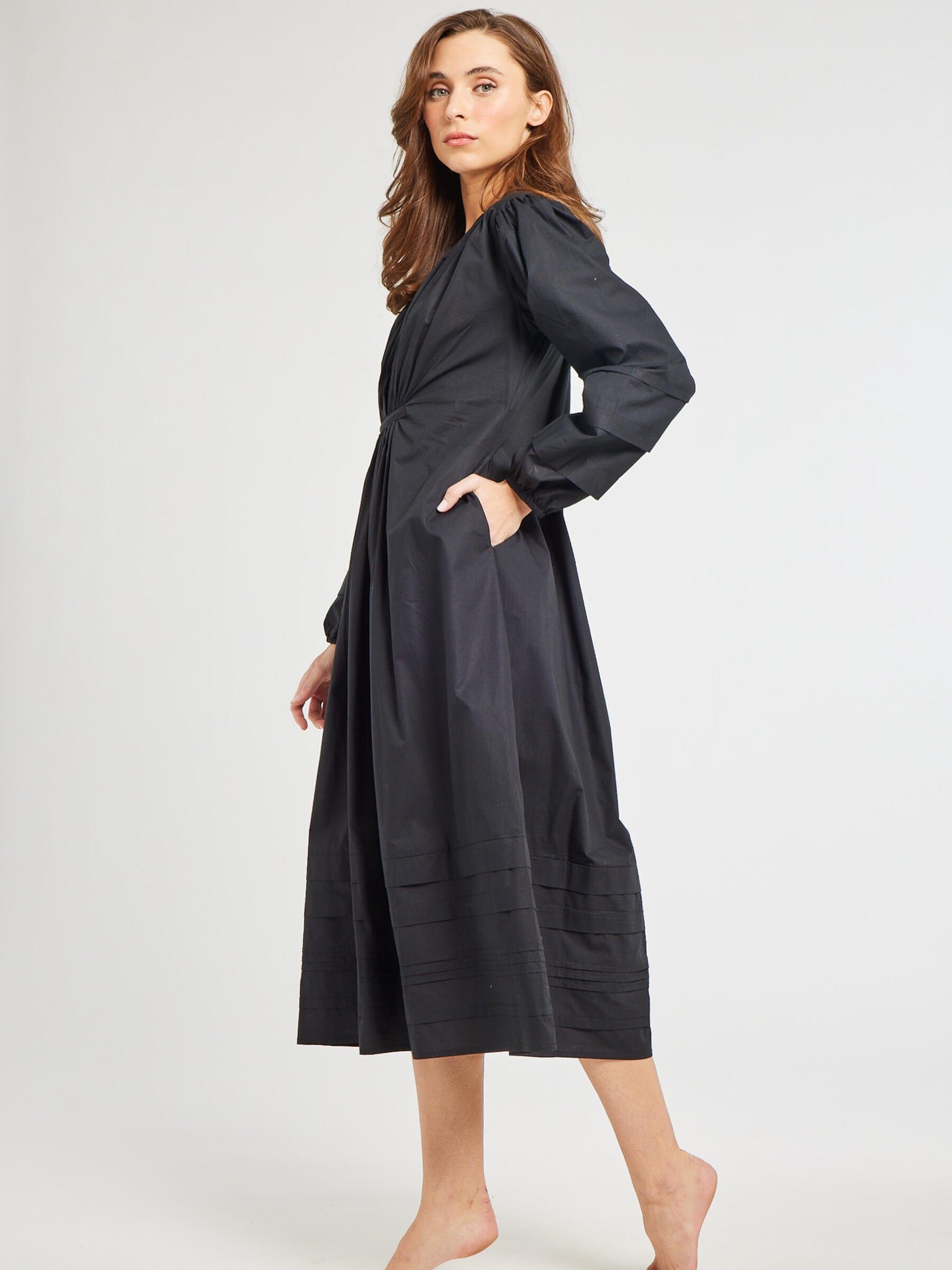 MILLE Clothing Marta Dress in Black Poplin