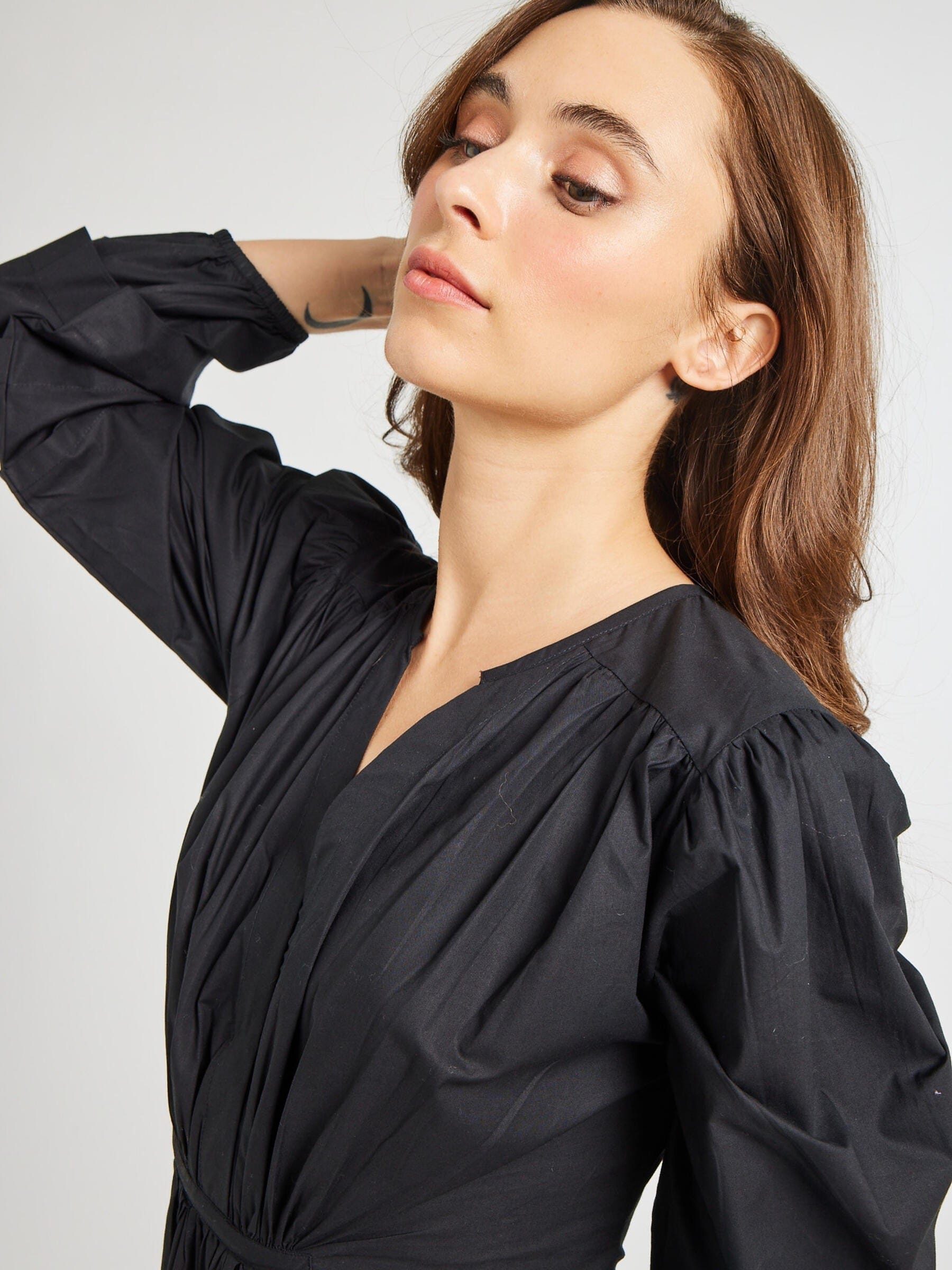 MILLE Clothing Marta Dress in Black Poplin