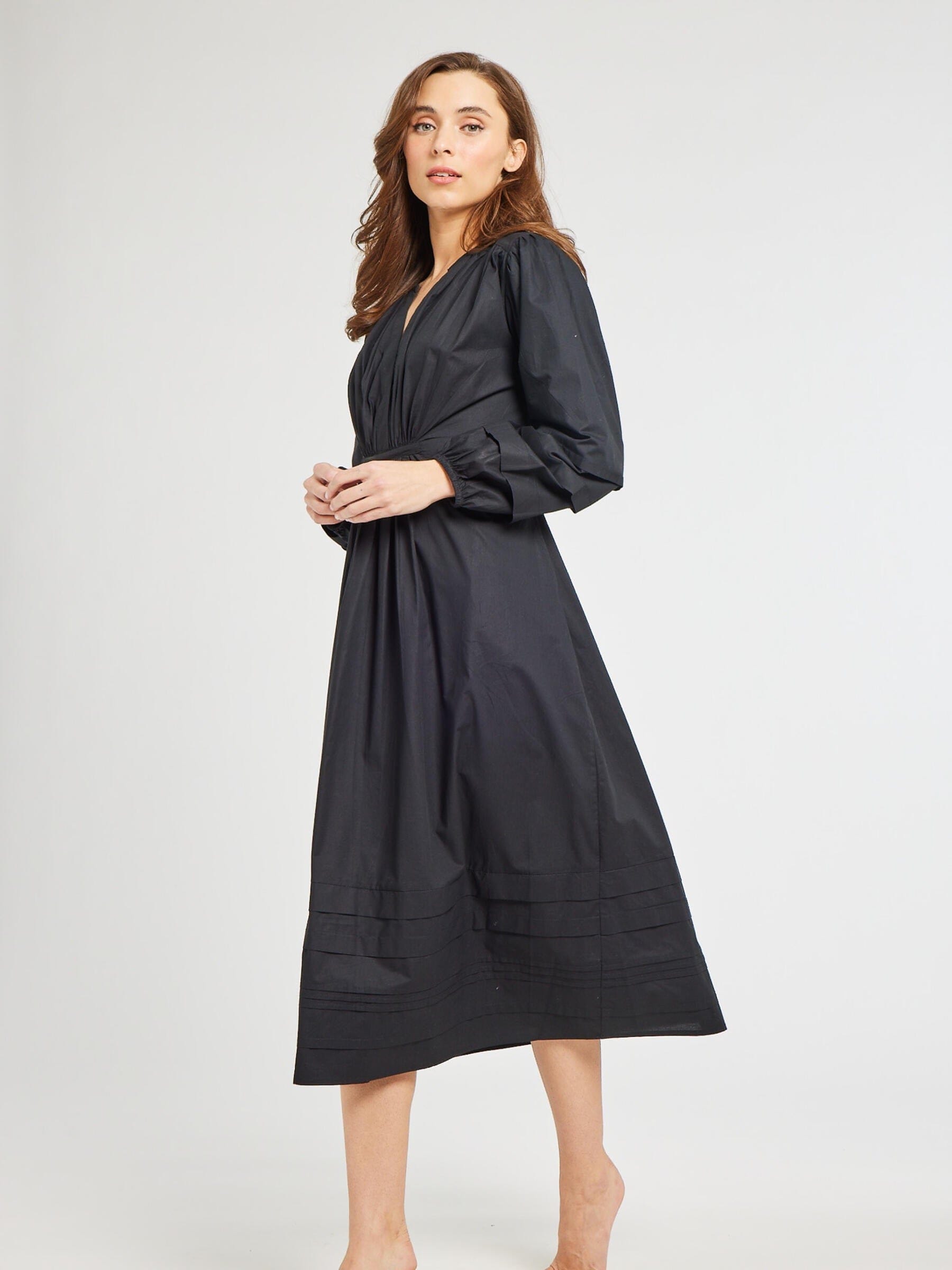 MILLE Clothing Marta Dress in Black Poplin