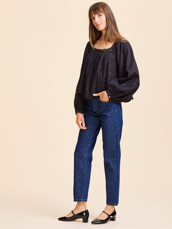 Maureen Top in Black Eyelet — view 4