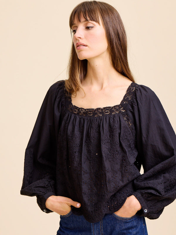 Maureen Top in Black Eyelet — view 6