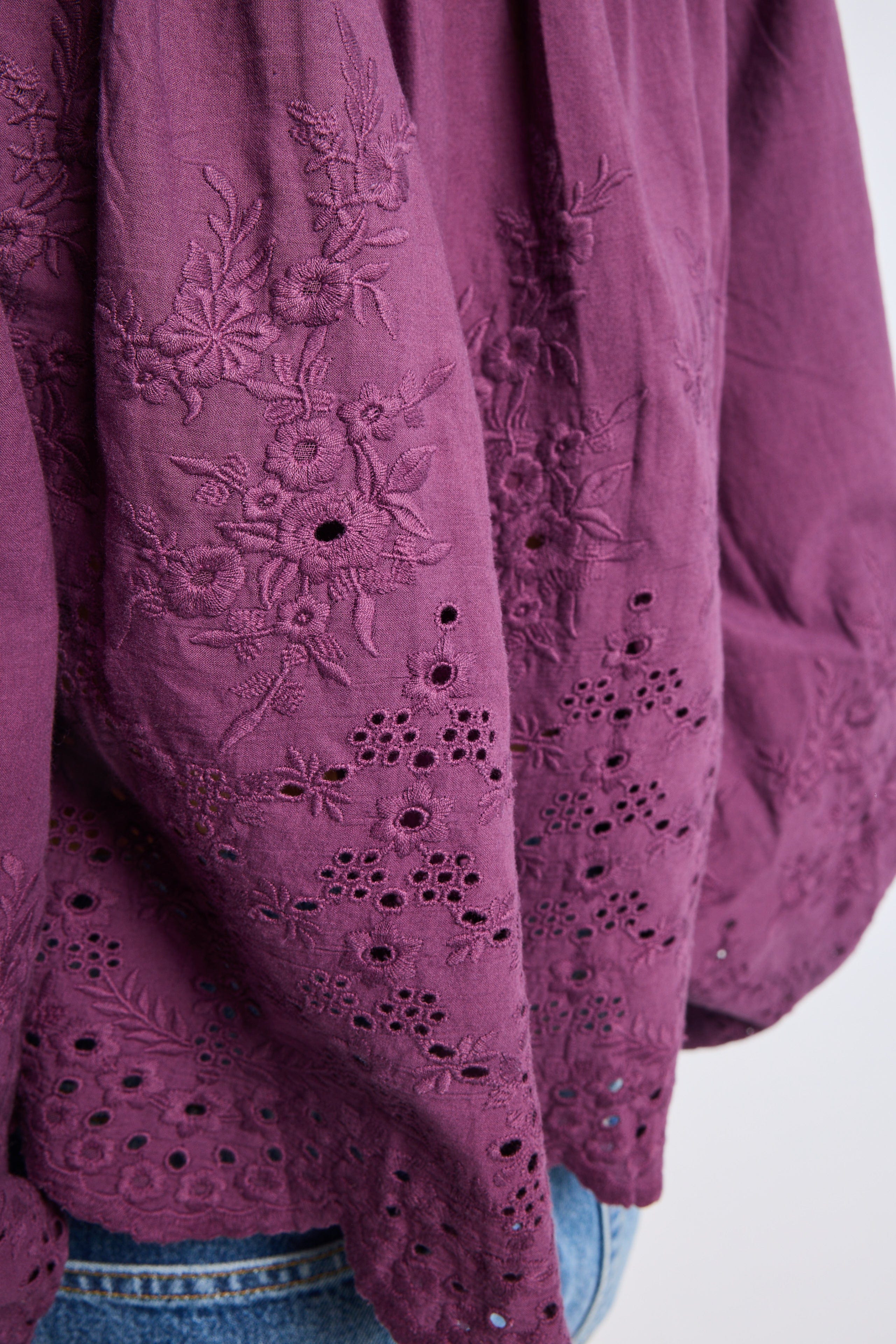 MILLE Clothing Maureen Top in Plum Eyelet