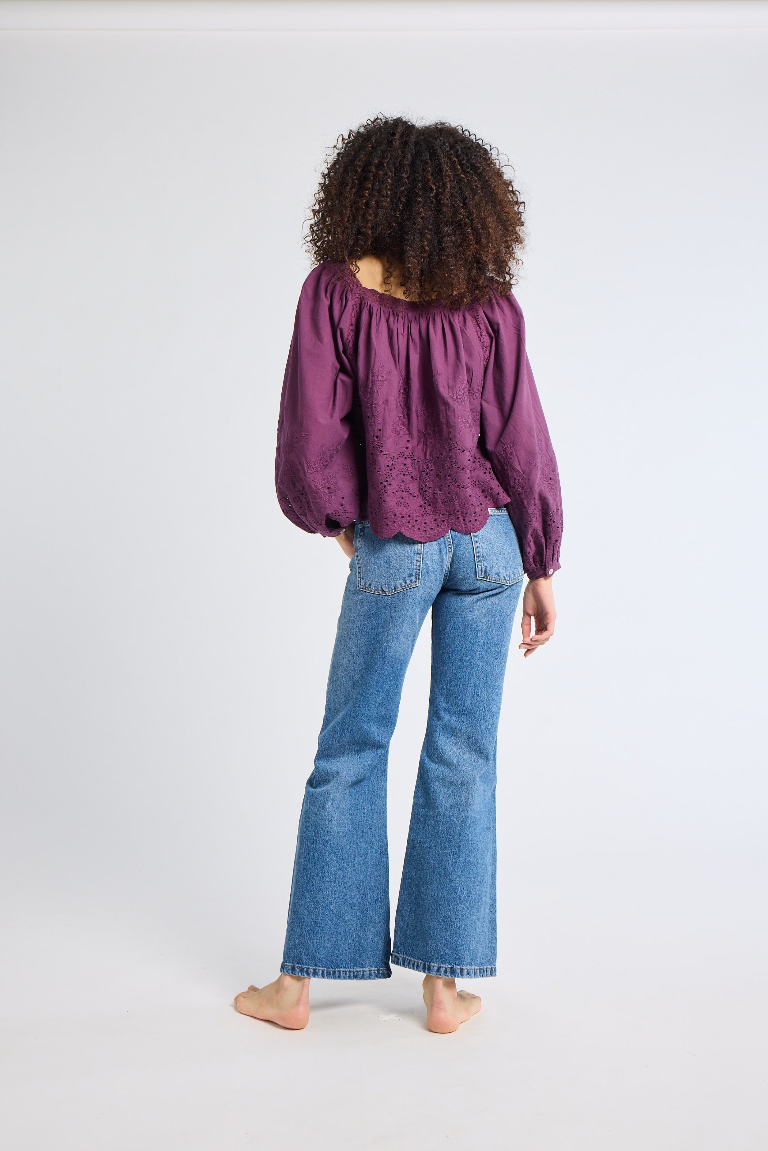MILLE Clothing Maureen Top in Plum Eyelet