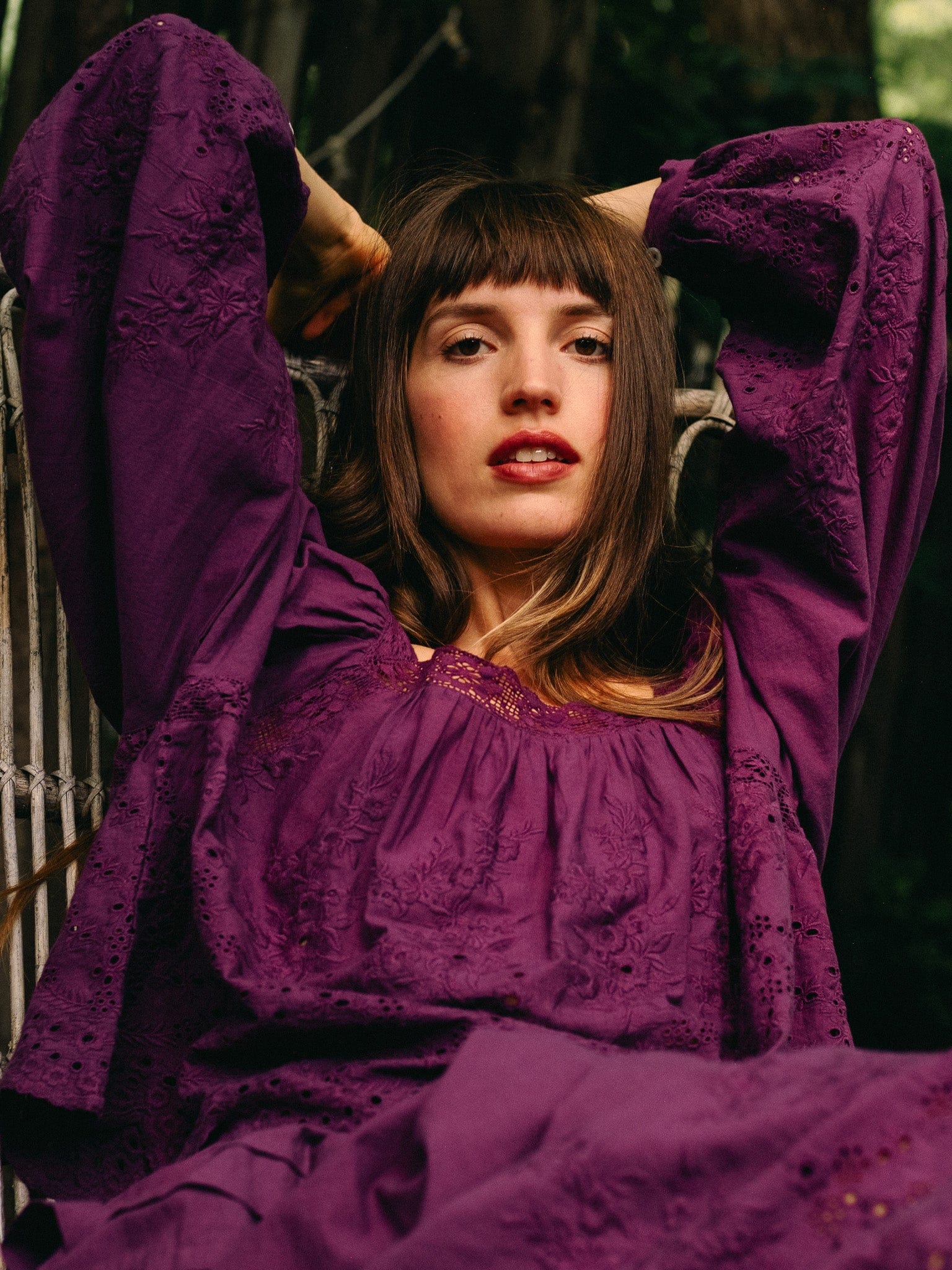 MILLE Clothing Maureen Top in Plum Eyelet