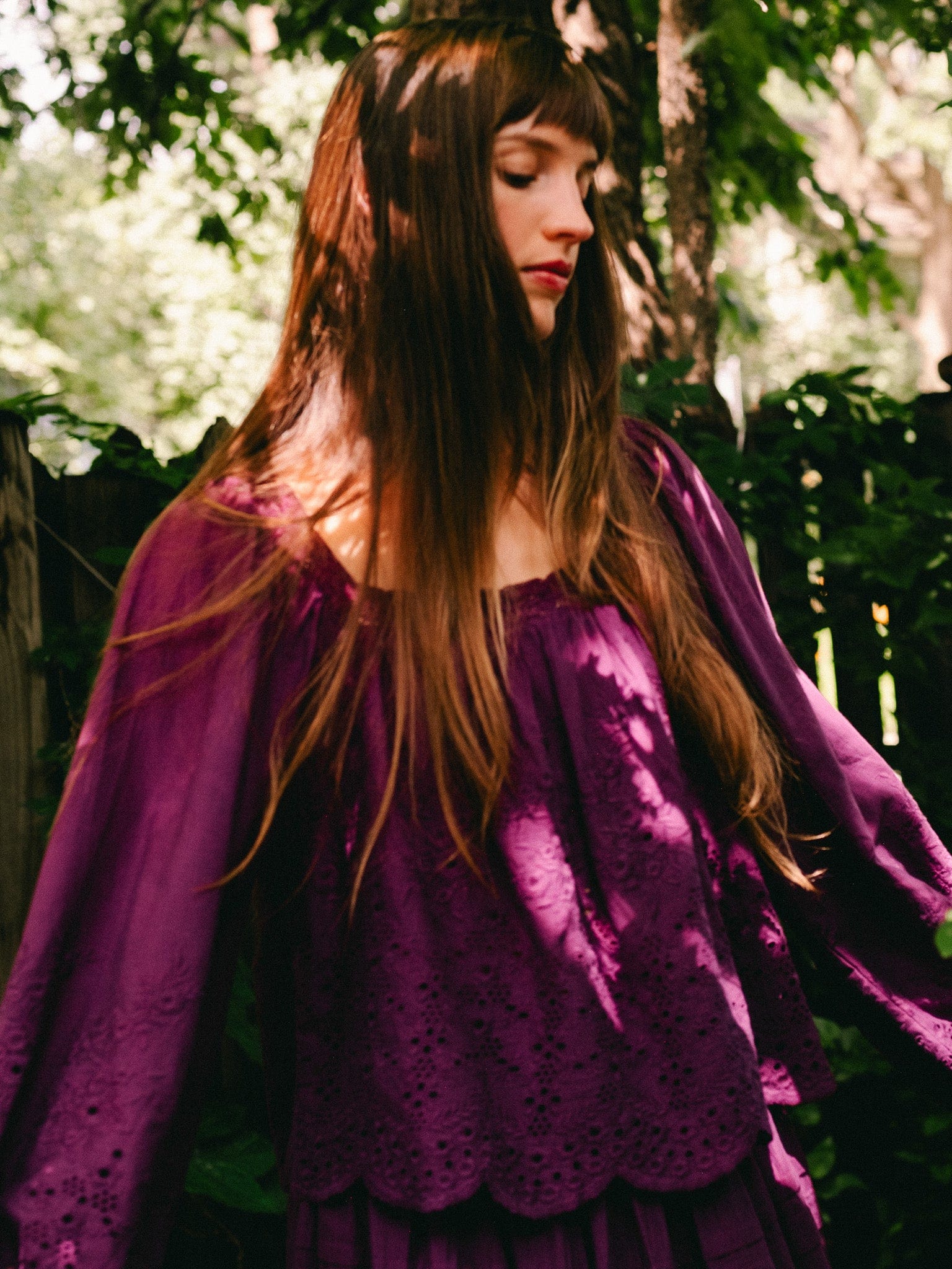 MILLE Clothing Maureen Top in Plum Eyelet