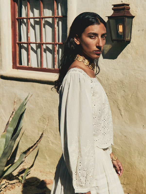 Maureen Top in White Eyelet — view 2