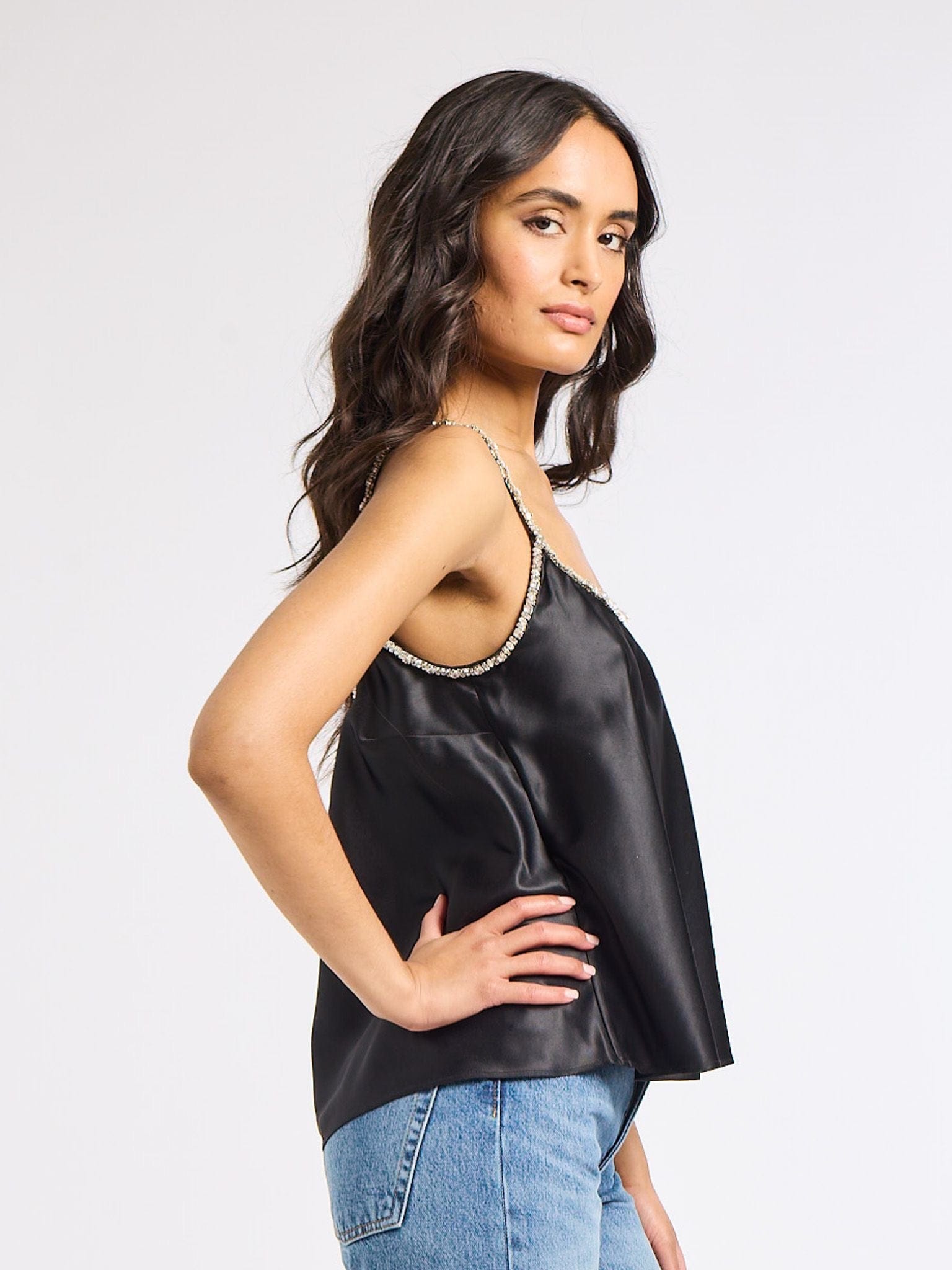 MILLE Clothing Mila Top in Black Satin