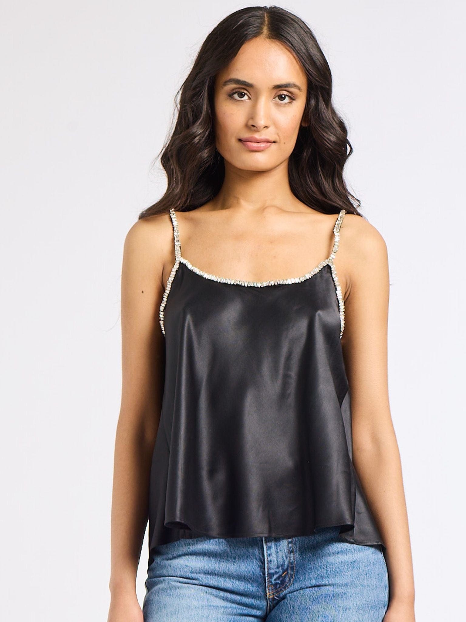 MILLE Clothing Mila Top in Black Satin
