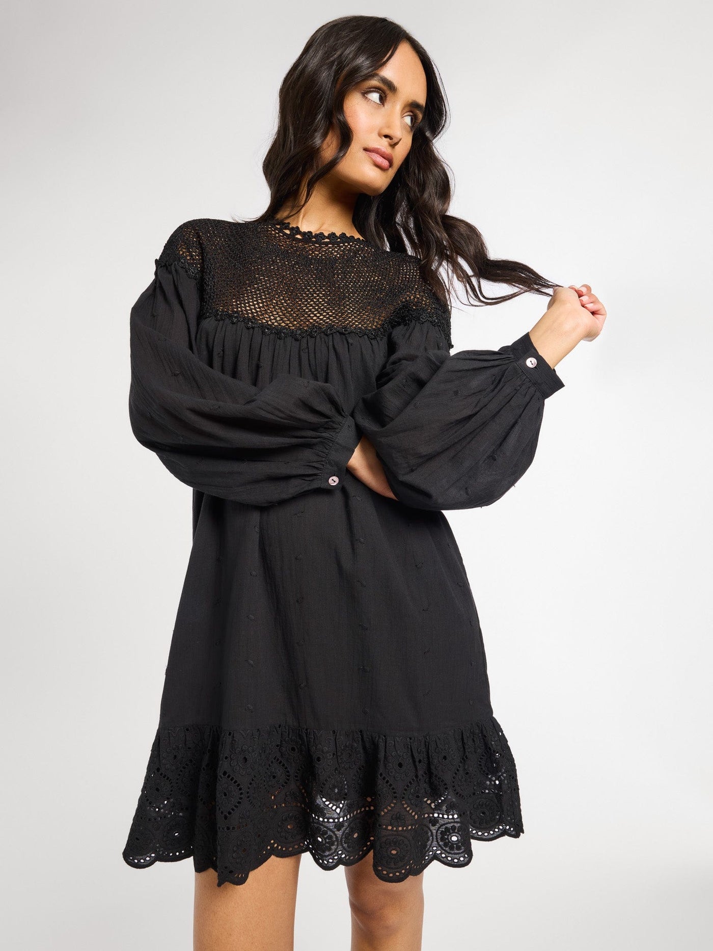 Mirella Crochet Dress in Black S