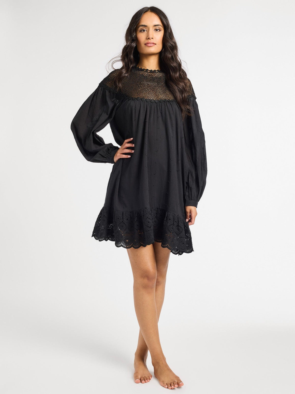 Mirella Crochet Dress in Black S
