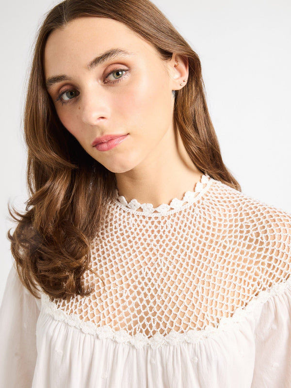 Mirella Crochet Dress in White — view 5