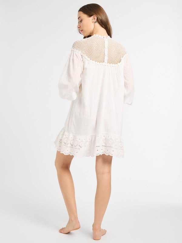 Mirella Crochet Dress in White — view 4