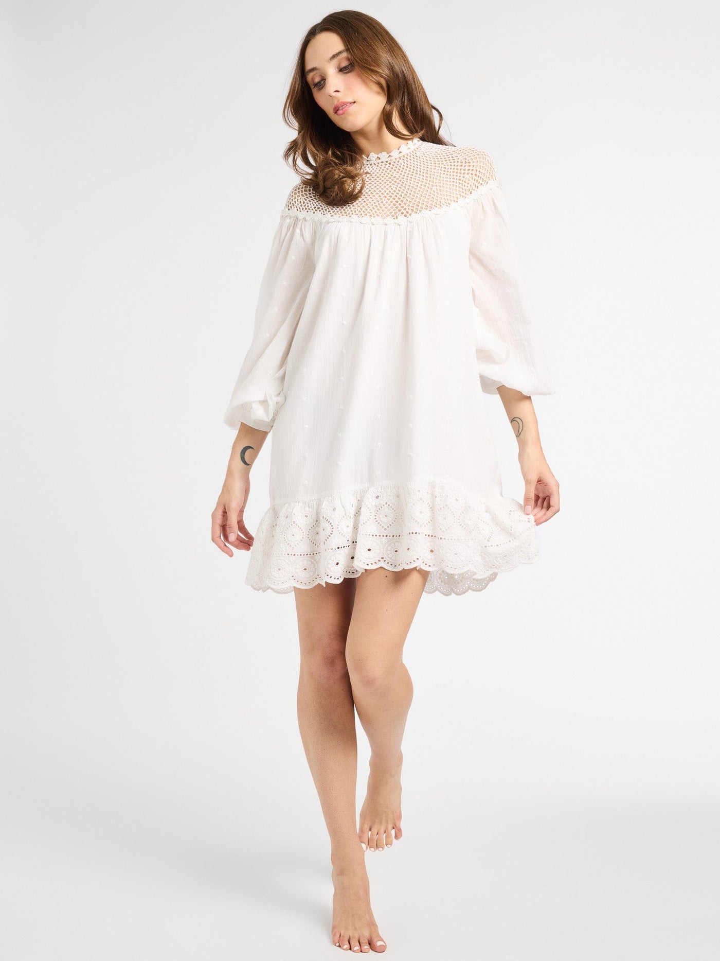 MILLE Mirella Crochet Dress in White L