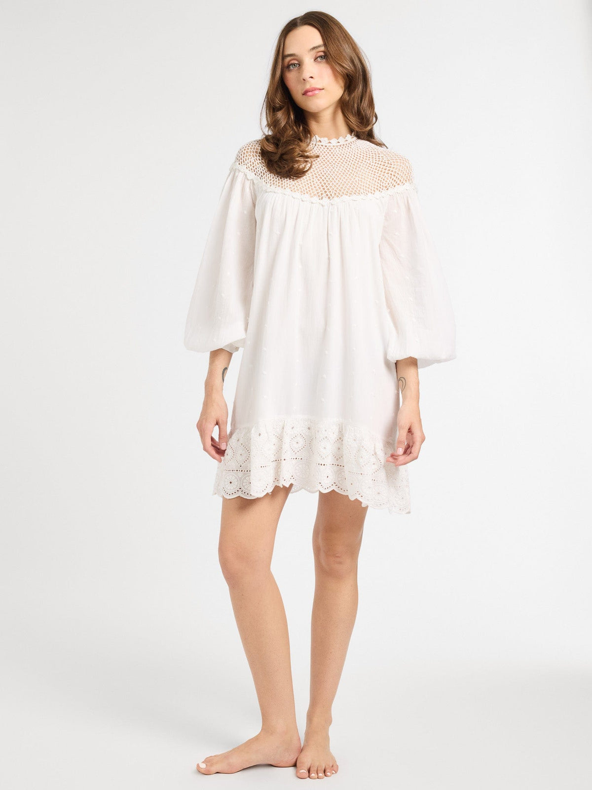 Mirella Crochet Dress in White L