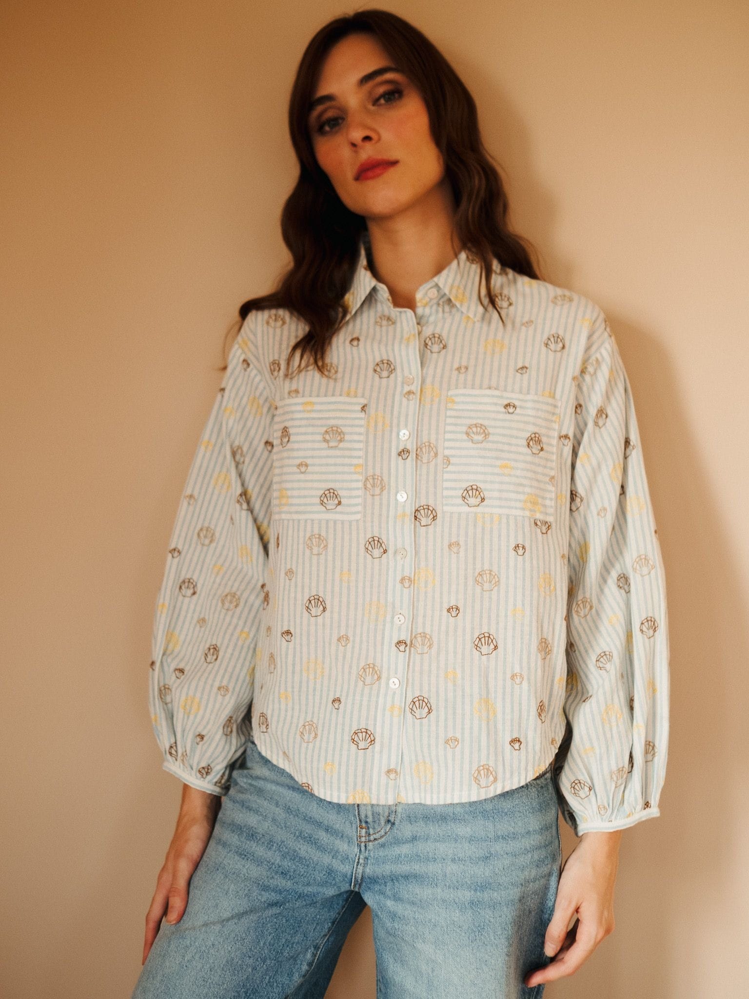 MILLE Clothing Molly Top in Seashell Embroidery