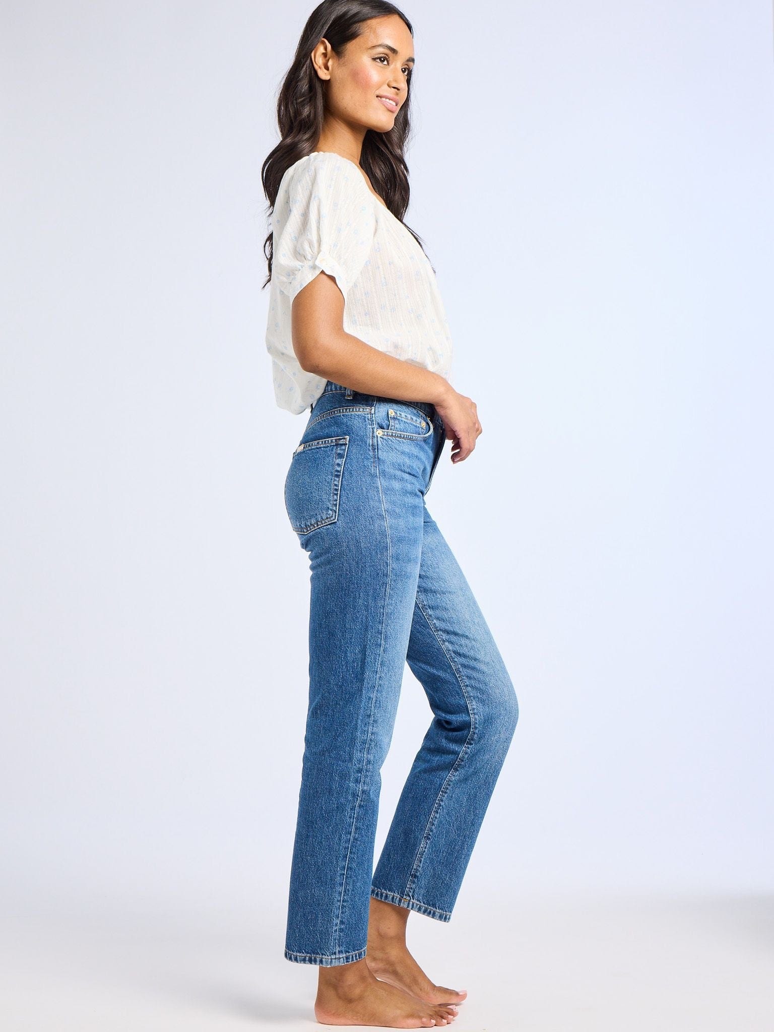 MILLE Clothing Naomi Top in Blue Flora